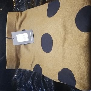 Who What Wear 60% cotton knit Cognac and black polka dot skirt